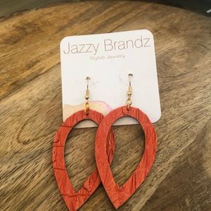 Leather Handmade Earrings Orange New